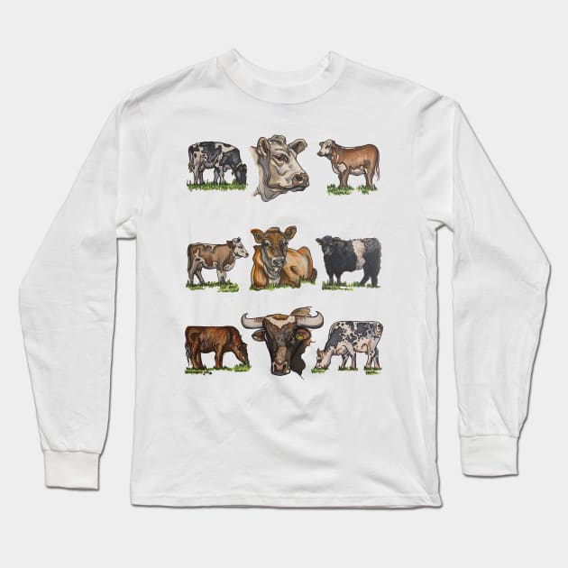 Cows Long Sleeve T-Shirt by jilliandohertyart